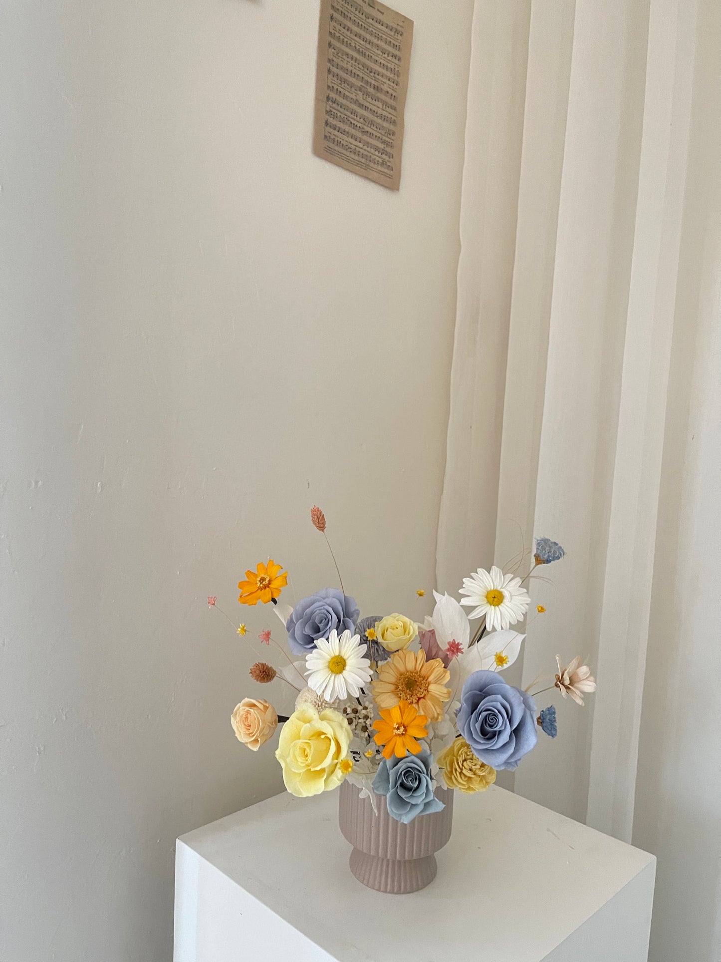 韓式高腳永生花盆花 Preserved Flower Pot