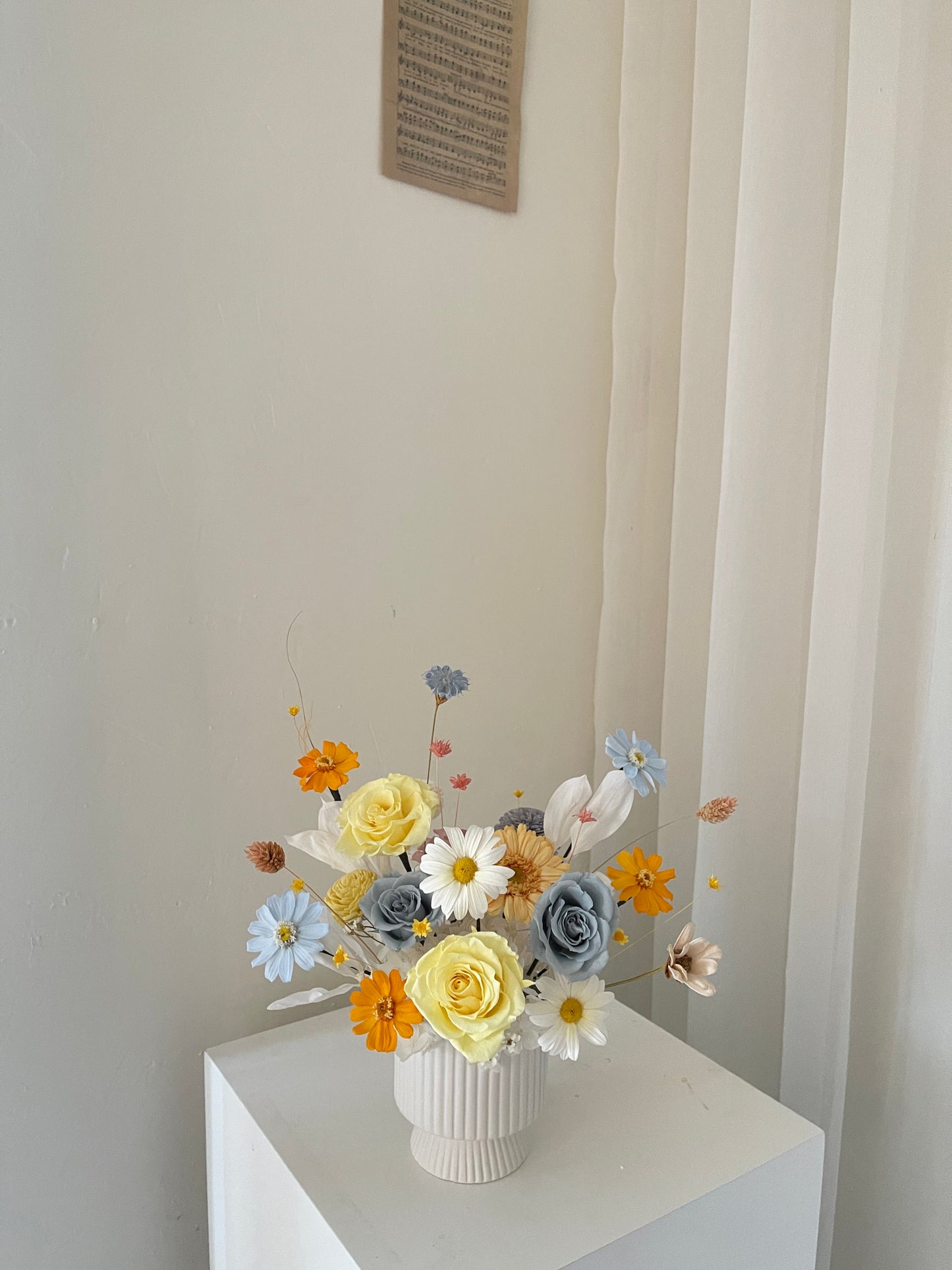 韓式高腳永生花盆花 Preserved Flower Pot